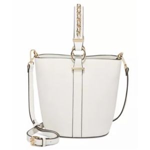 NWT INC White Daniellee Panier Bucket Crossbody
